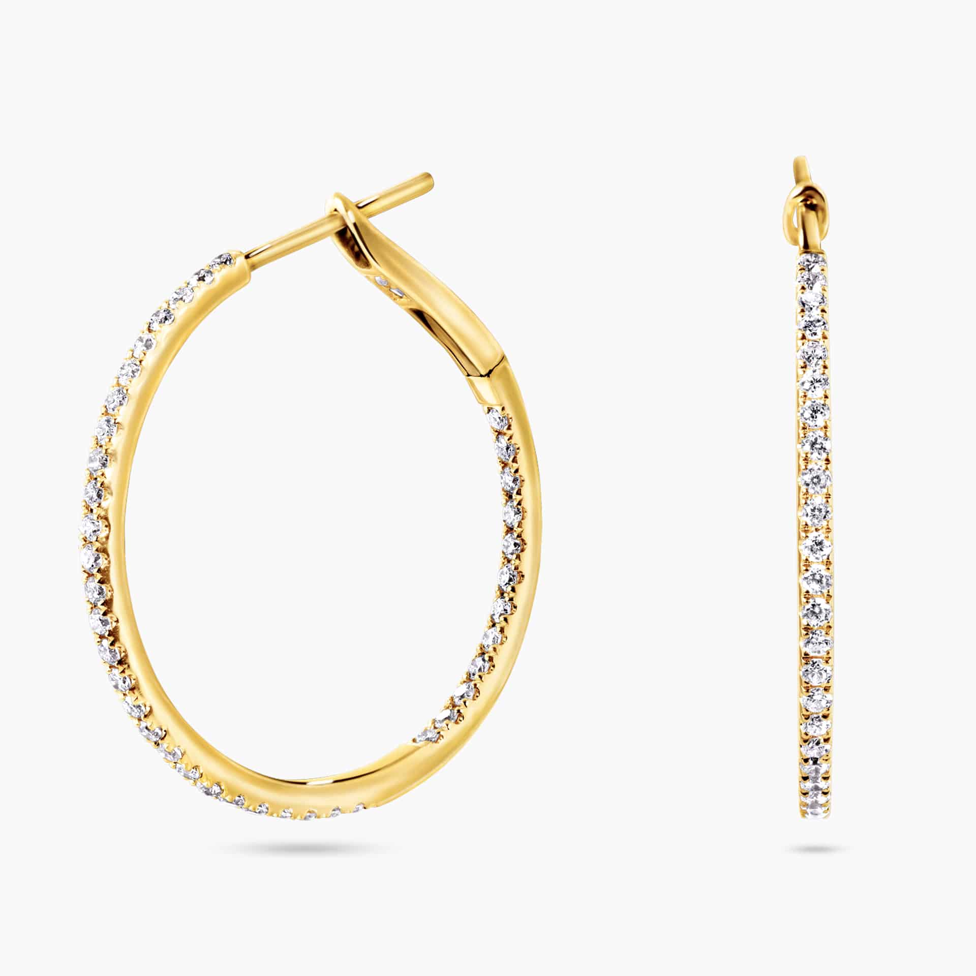 18ct Yellow Gold Diamond Hinged Hoop Earrings Cerrone Jewellers