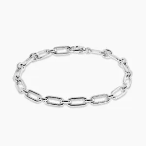 18ct white gold paperclip link 21cm bracelet.