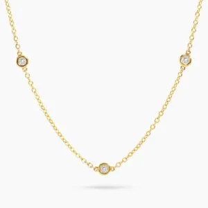 18ct yellow gold bezel set diamond necklace