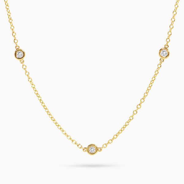 18ct yellow gold bezel set diamond necklace