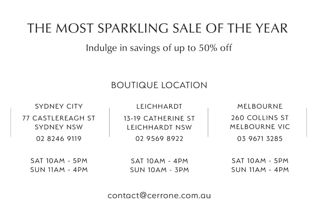 Mid Year Jewellery Sale Event - Sat 15 and Sun 16 June 2024 - Leichhardt, Sydney CBD and Melbourne CBD boutiques