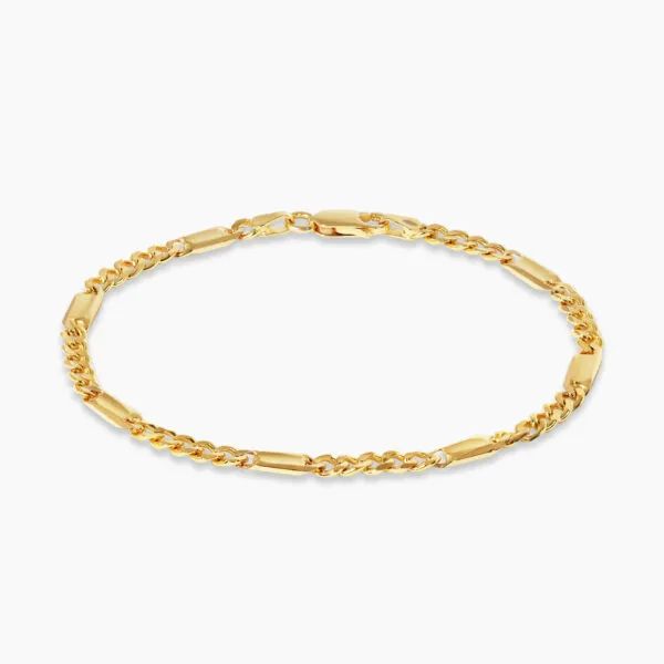 18ct yellow gold flat curb link bracelet.