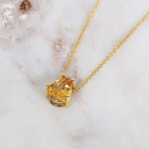 18ct yellow gold pear shape citrine necklace