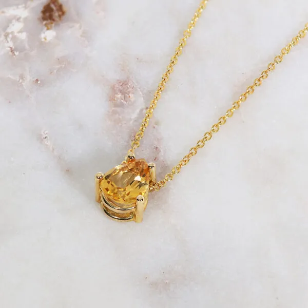 18ct yellow gold pear shape citrine necklace