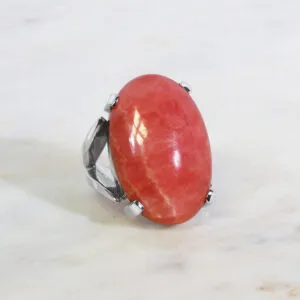 18ct White Gold Rhodochrosite Stone Dress Ring