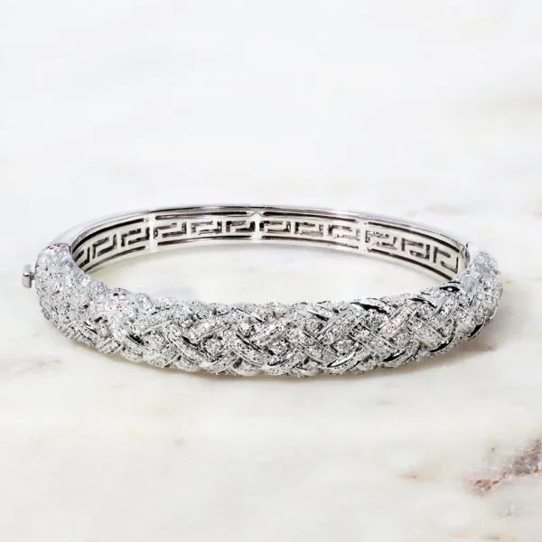 18ct White Gold Crisscross Diamond Bangle