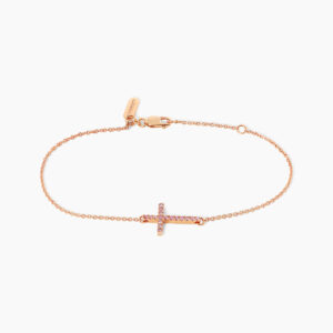 18ct rose gold Argyle Pink diamond cross bracelet