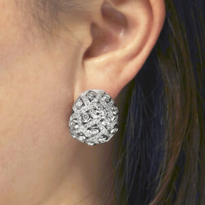 18ct White Gold Pave & Bezel set Diamond clip on earrings