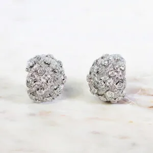 18ct White Gold Pave & Bezel set Diamond clip on earrings