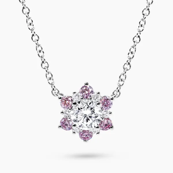 18ct white gold Argyle pink diamond necklace