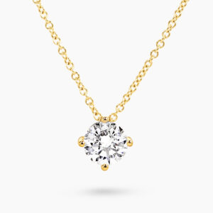 18ct yellow gold round diamond solitaire necklace