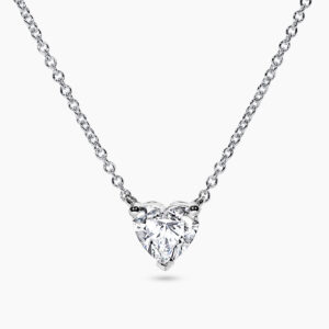 18ct white gold heart shaped lab grown diamond necklace