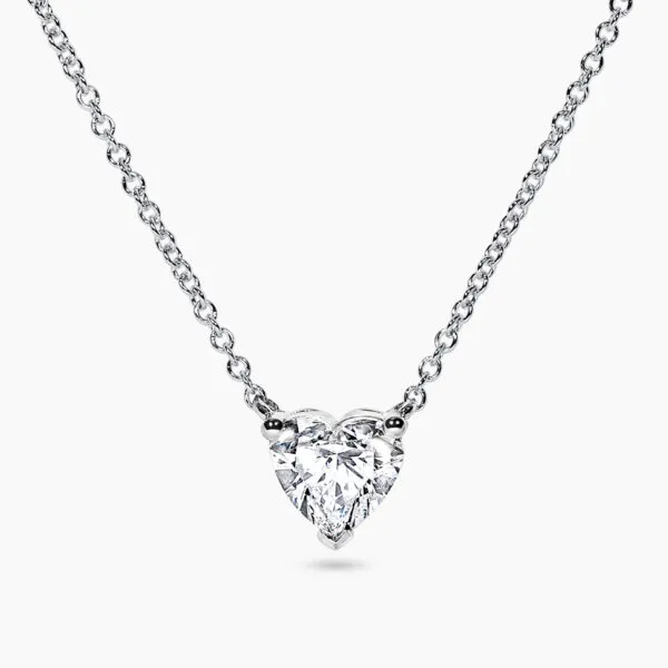 18ct white gold heart shaped lab grown diamond necklace