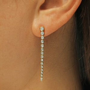 18ct yellow gold diamond bezel set drop earrings