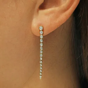 18ct yellow gold diamond bezel set drop earrings