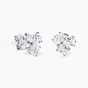 18ct white gold pear oval radiant diamond stud earrings