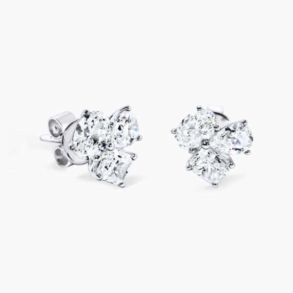 18ct white gold pear oval radiant diamond stud earrings