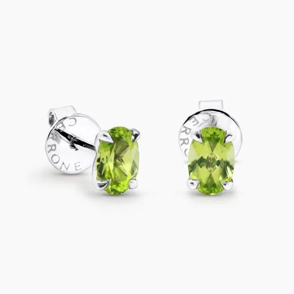 18ct white gold oval peridot stud earrings