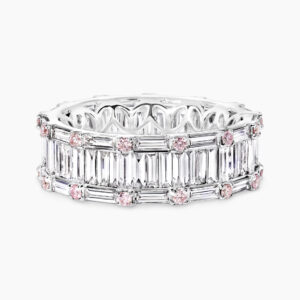18ct white gold baguette & round Argyle Pink diamond ring