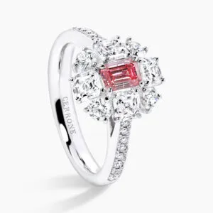 Verona Rose - Platinum emerald cut argyle pink diamond ring