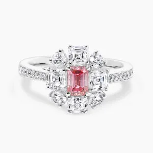 Platinum emerald cut argyle pink diamond ring