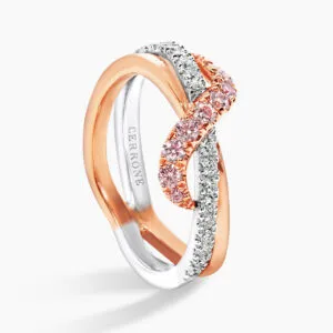 18ct white and rose gold Argyle Pink Diamond twist ring