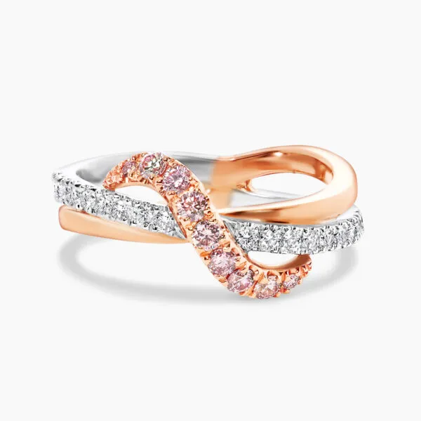 18ct white and rose gold Argyle Pink Diamond twist ring