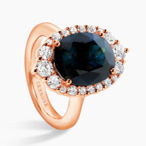18ct rose gold 6.31ct oval Australian sapphire and diamond ring
