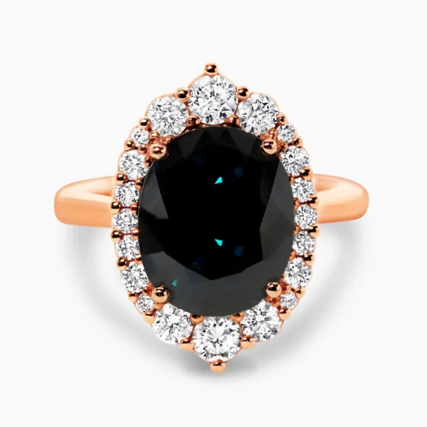 18ct rose gold 6.31ct oval Australian sapphire and diamond ring