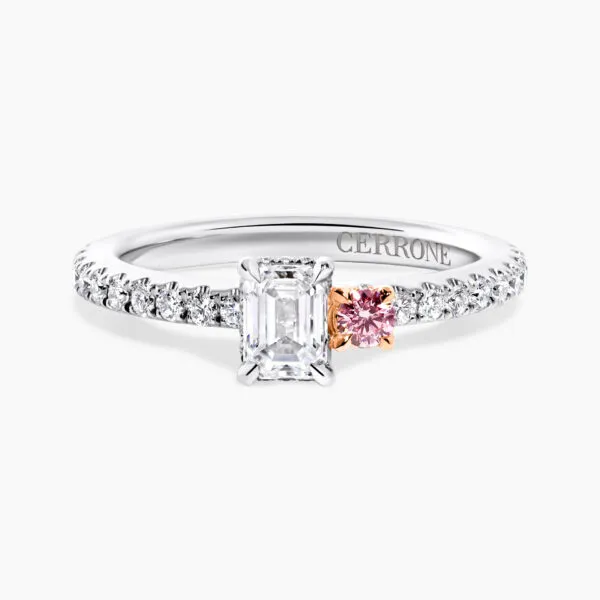 18ct white and rose gold pink diamond ring