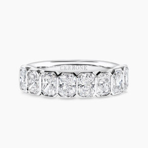 18ct white gold radiant cut diamond bezel set ring