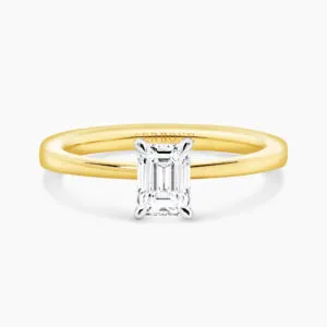 18ct yellow & white gold 0.80ct E VVS1 emerald GIA diamond solitaire ring