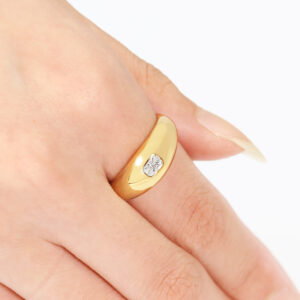 18ct yellow gold 0.23ct radiant cut diamond bezel set ring