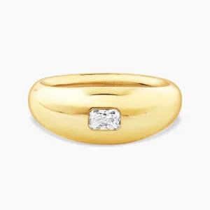 18ct yellow gold 0.23ct radiant cut diamond bezel set ring
