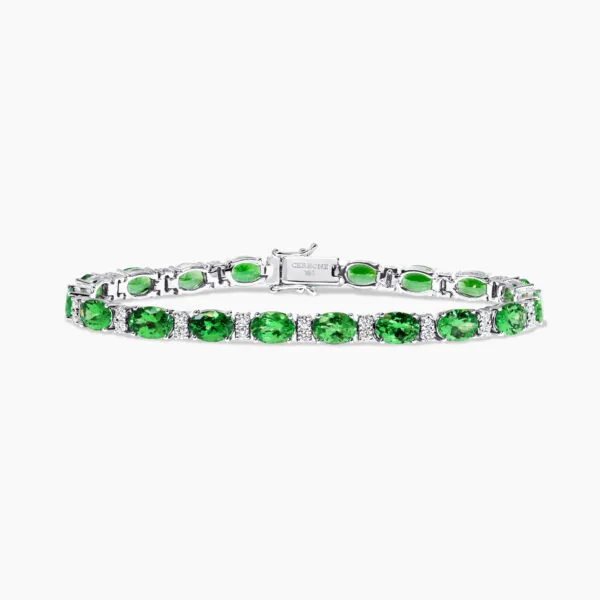 18ct white gold tsavorite garnet and diamond bracelet