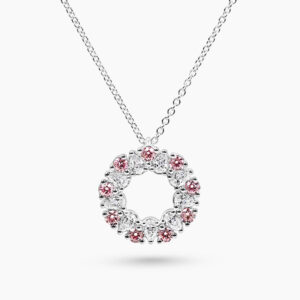 18ct white gold Argyle pink diamond circle necklace