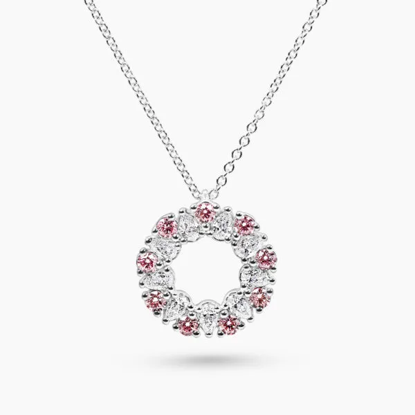 18ct white gold Argyle pink diamond circle necklace