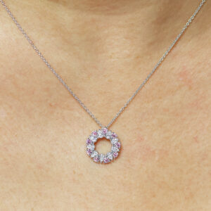 18ct white gold Argyle pink diamond circle necklace