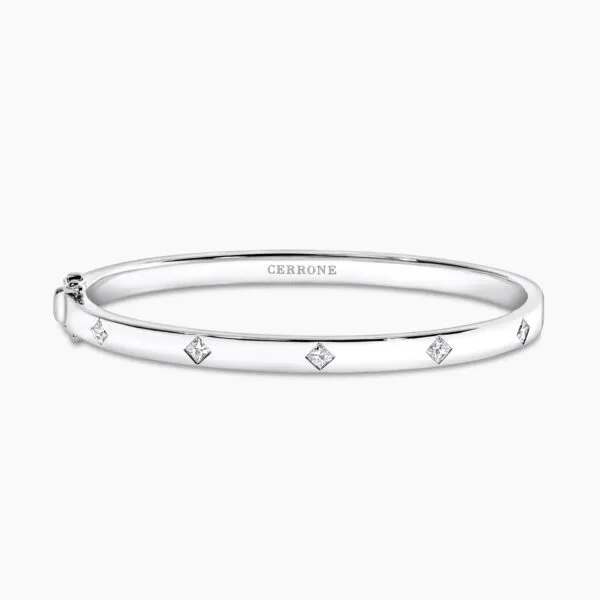 18ct white gold princess cut diamond bangle