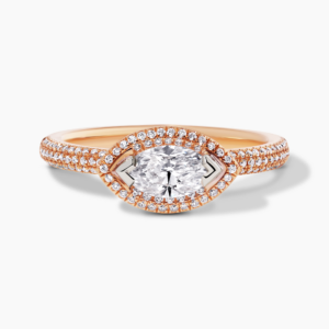 18ct rose and white gold Argyle 0.58ct marquise diamond ring