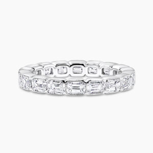 18ct white gold bezel set emerald cut diamond ring