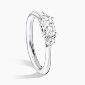 18ct white gold 0.80ct F VS1 emerald cut GIA diamond ring