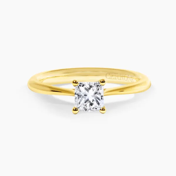 18ct yellow gold 0.54ct H VS2 princess cut diamond solitaire ring