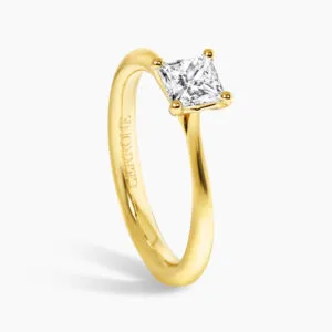 18ct yellow gold 0.54ct H VS2 princess cut diamond solitaire ring