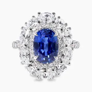 Anello Blu Incanto- 18ct white gold 4.72ct oval Ceylon sapphire and diamond ring