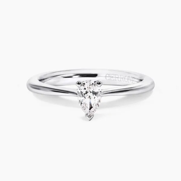 18ct white gold 0.26ct F VS2 pear shaped diamond solitaire ring