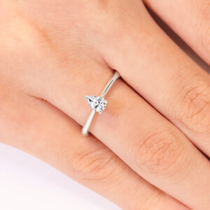 18ct white gold 0.26ct F VS2 pear shaped diamond solitaire ring