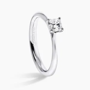 18ct white gold 0.44ct F VS1 Asscher cut diamond solitaire ring