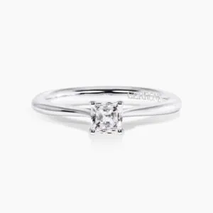 18ct white gold 0.44ct F VS1 Asscher cut diamond solitaire ring