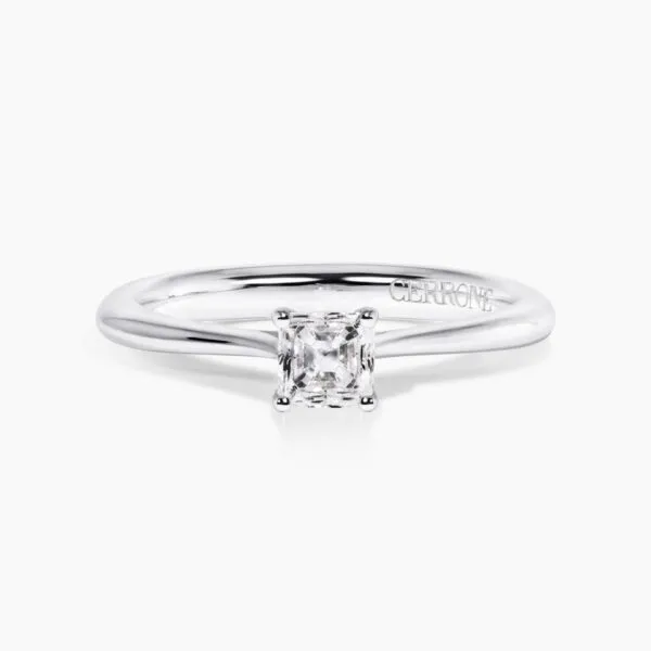 18ct white gold 0.44ct F VS1 Asscher cut diamond solitaire ring